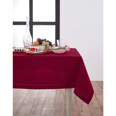 Solino Home Cotton Linen Hemstitch Tablecloth In Red