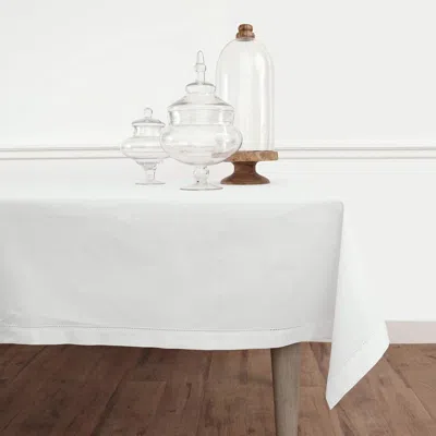 Solino Home Cotton Linen Hemstitch Tablecloth In White