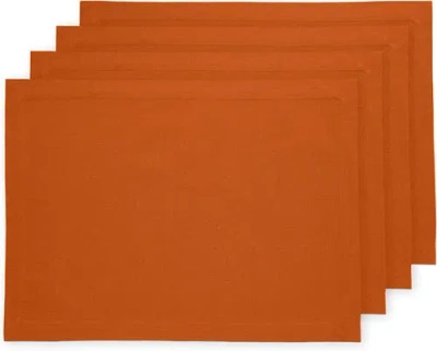 Solino Home Cotton Linen Plain Placemats Set Of 4, 14 X 19" In Brown