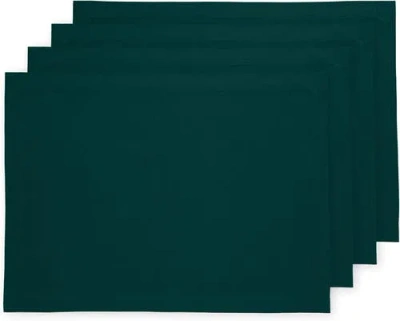 Solino Home Cotton Linen Plain Placemats Set Of 4, 14 X 19" In Green