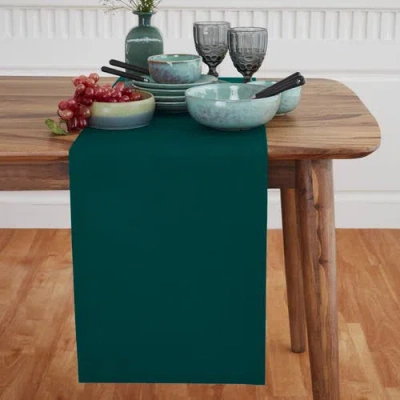 Solino Home Cotton Linen Plain Table Runner For Dining Table, Holiday And Everyday Table Decor In Green