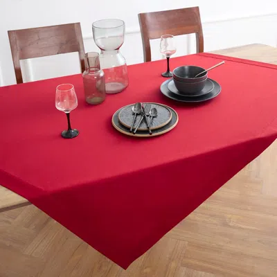 Solino Home Cotton Linen Plain Table Throw 52 X 52 Inch For Dining Table, Holiday And Everyday Table In Red