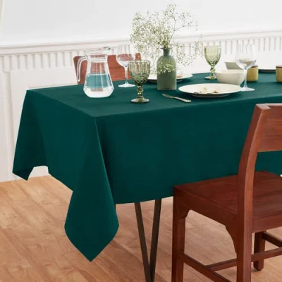 Solino Home Cotton Linen Plain Tablecloth For Dining Table, Holiday And Everyday Table Decor In Green