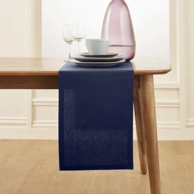 Solino Home Cotton Linen Table Runner In Blue