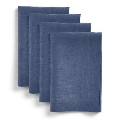 Solino Home Diana - 100% Pure Linen Dinner Napkins In Vintage Blue