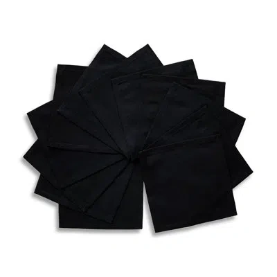 Solino Home Dru - Cotton Linen Plain Cocktail Napkins In Black