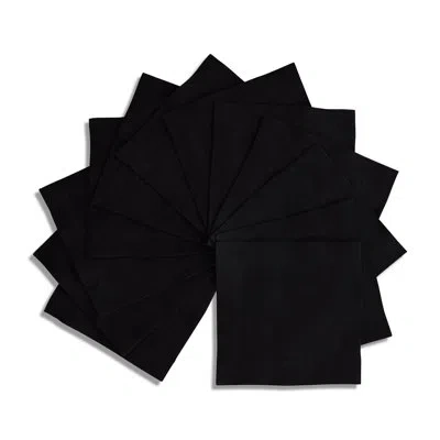 Solino Home Dru - Cotton Linen Plain Cocktail Napkins In Black