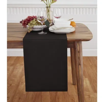 Solino Home Dru - Cotton Linen Table Runner In Black