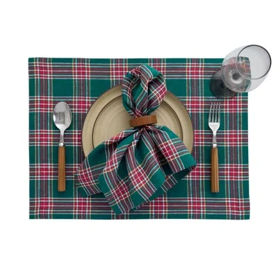 Solino Home Green Tartan Plaid -  Linen Dinner Napkins