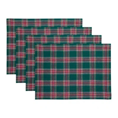 Solino Home Green Tartan Plaid -  Linen Placemats