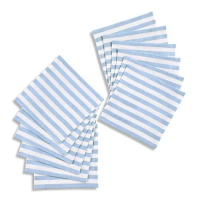 Solino Home Linen Cocktail Napkins Set Of 12, 6 X 6 Inch For Dining Table, Holiday And Everyday Tabl In Blue