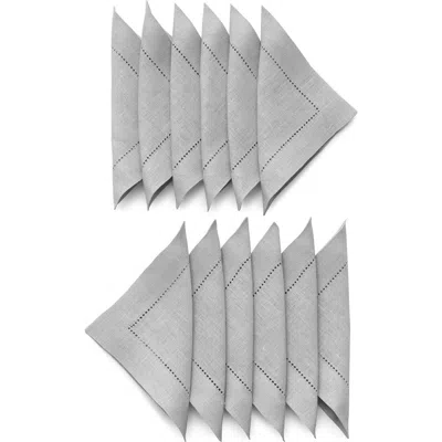Solino Home Linen Cocktail Napkins Set Of 12, 6 X 6 Inch For Dining Table, Holiday And Everyday Tabl In Gray