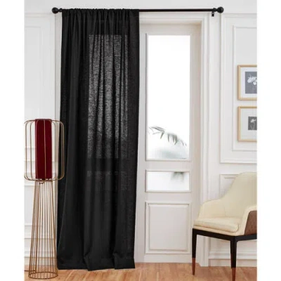 Solino Home Linen Curtain With Light Filtering Rod Pocket For Living Room, Bedroom In Black