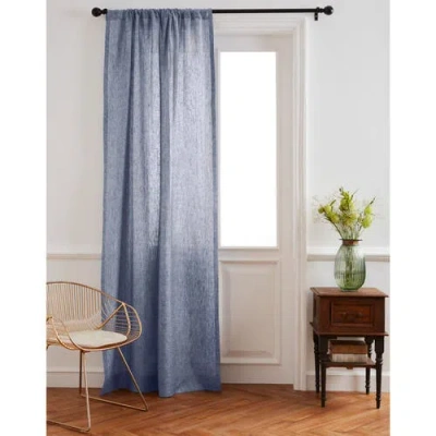 Solino Home Linen Curtain With Light Filtering Rod Pocket For Living Room, Bedroom In Blue