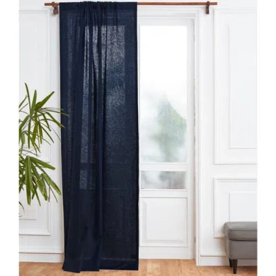 Solino Home Linen Curtain With Light Filtering Rod Pocket For Living Room, Bedroom In Blue