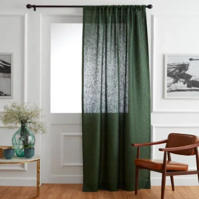 Solino Home Linen Curtain With Light Filtering Rod Pocket For Living Room, Bedroom In Green