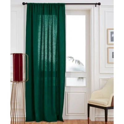 Solino Home Linen Curtain With Light Filtering Rod Pocket For Living Room, Bedroom In Green