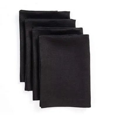 Solino Home Linen Dinner Napkins In Black