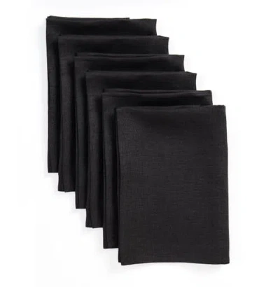 Solino Home Linen Dinner Napkins In Black
