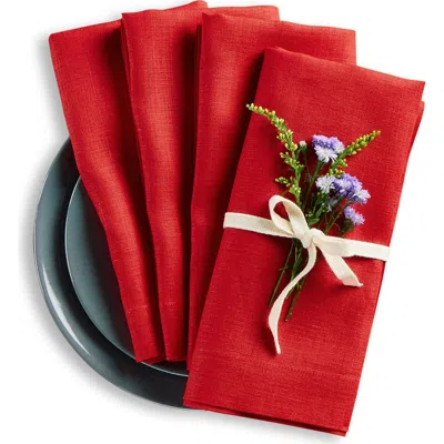 Solino Home Linen Dinner Napkins In Red