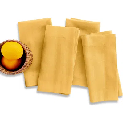 Solino Home Linen Dinner Napkins Set Of 4, 20 X 20" In Yellow