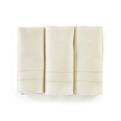 Solino Home Linen Hand Towels Set Of 3, 14 X 24" In White