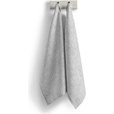 Solino Home Linen Kitchen Towels Set Of 2, 17 X 26" In Black And White