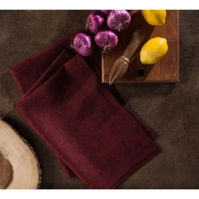 Solino Home Linen Kitchen Towels Set Of 2, 17 X 26 Inch For Dining Table, Holiday And Everyday Table In Red
