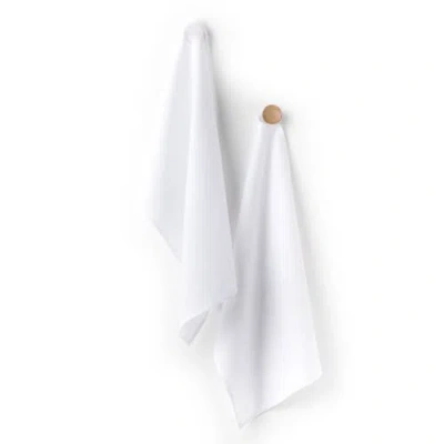 Solino Home Linen Kitchen Towels Set Of 2, 17 X 26 Inch For Dining Table, Holiday And Everyday Table In White