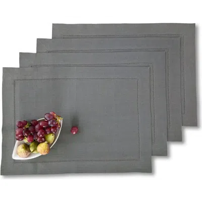 Solino Home Linen Placemats Set Of 4, 14 X 19" In Gray