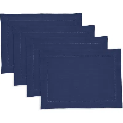 Solino Home Linen Placemats Set Of 4, 14 X 19 Inch For Dining Table, Holiday And Everyday Table Deco In Blue