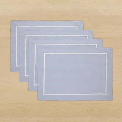 Solino Home Linen Placemats Set Of 4, 14 X 19 Inch For Dining Table, Holiday And Everyday Table Deco In Blue