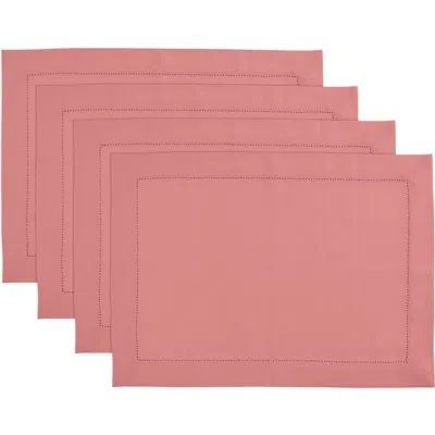 Solino Home Linen Placemats Set Of 4, 14 X 19 Inch For Dining Table, Holiday And Everyday Table Deco In Pink