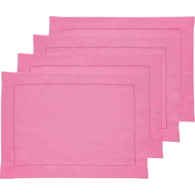 Solino Home Linen Placemats Set Of 4, 14 X 19 Inch For Dining Table, Holiday And Everyday Table Deco In Pink