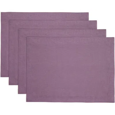 Solino Home Linen Placemats Set Of 4, 14 X 19 Inch For Dining Table, Holiday And Everyday Table Deco In Purple