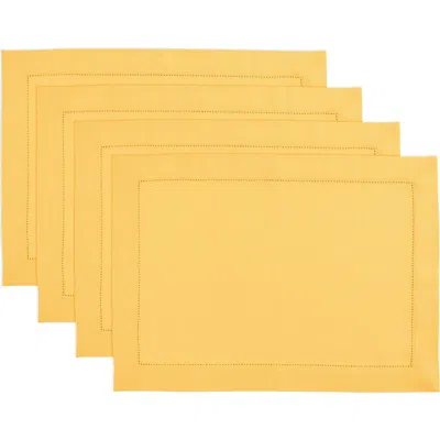 Solino Home Linen Placemats Set Of 4, 14 X 19 Inch For Dining Table, Holiday And Everyday Table Deco In Yellow