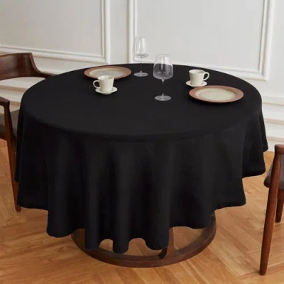 Solino Home Linen Round Tablecloth In Black