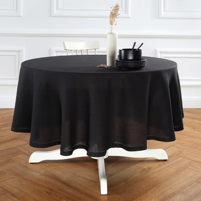 Solino Home Linen Round Tablecloth In Black