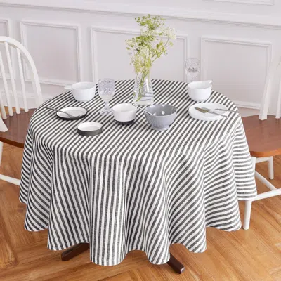 Solino Home Linen Round Tablecloth In Black