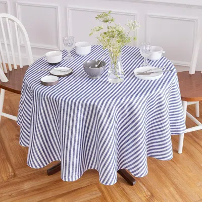 Solino Home Linen Round Tablecloth In Blue