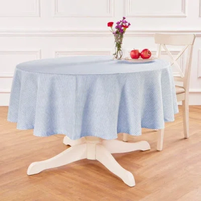 Solino Home Linen Round Tablecloth In Blue
