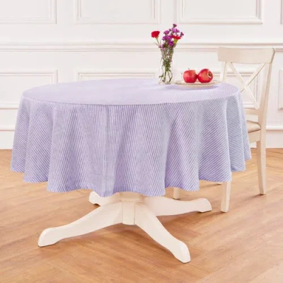 Solino Home Linen Round Tablecloth In Blue