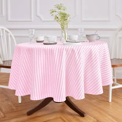 Solino Home Linen Round Tablecloth For Dining Table, Holiday And Everyday Table Decor In Pink