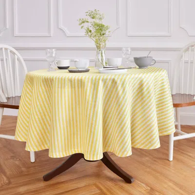 Solino Home Linen Round Tablecloth For Dining Table, Holiday And Everyday Table Decor In Yellow