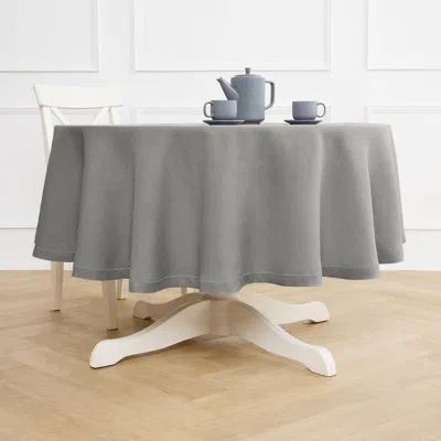 Solino Home Linen Round Tablecloth In Gray