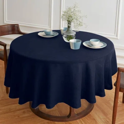 Solino Home Linen Round Tablecloth In Indigo Navy