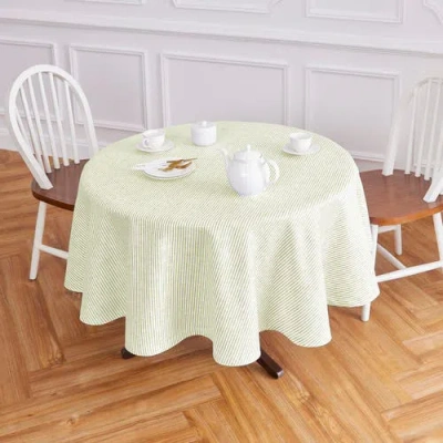 Solino Home Linen Round Tablecloth In Neutral