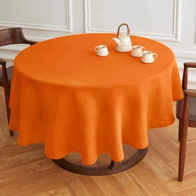 Solino Home Linen Round Tablecloth In Orange