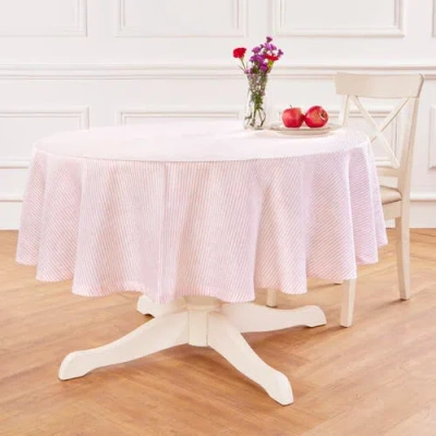 Solino Home Linen Round Tablecloth In Pink