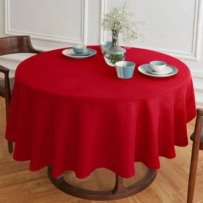 Solino Home Linen Round Tablecloth In Red